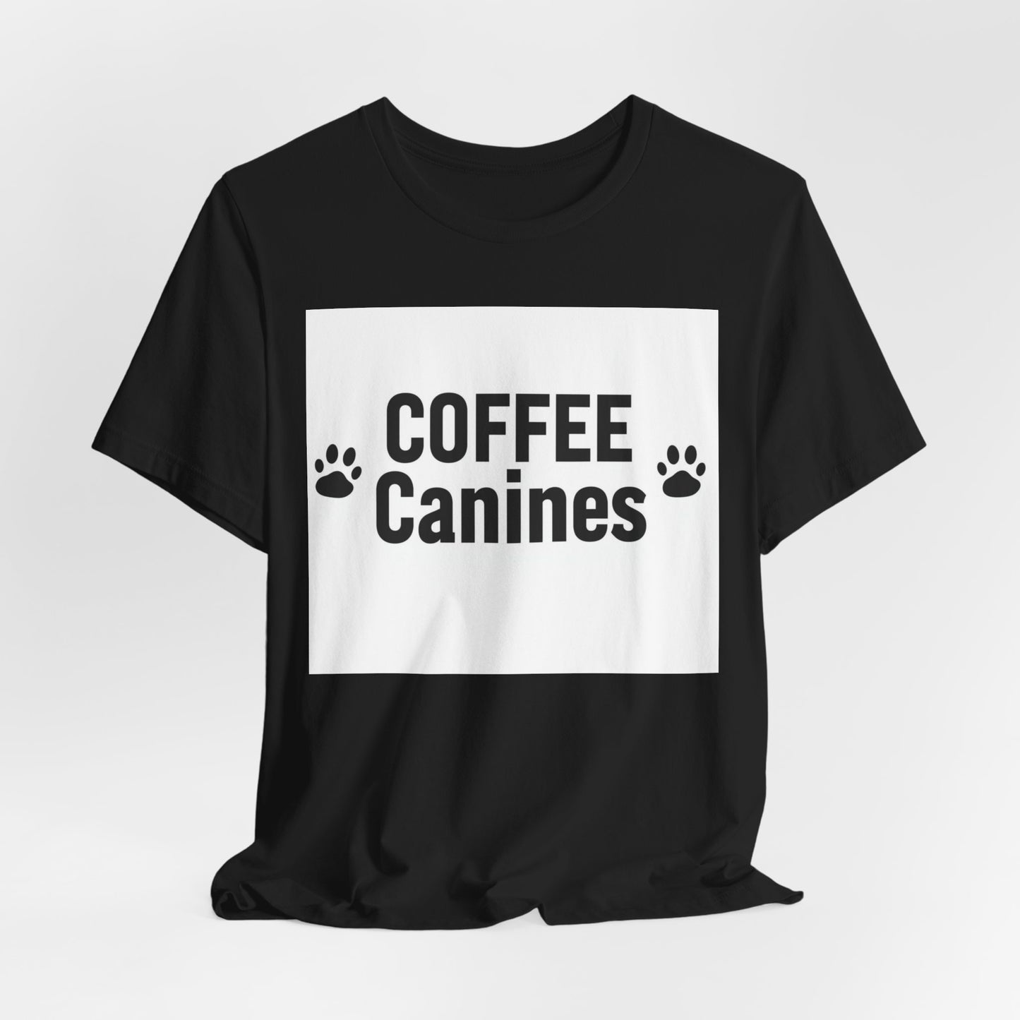 Coffee Canines T-Shirt — Funny Dog Lover Tee with Paw Prints