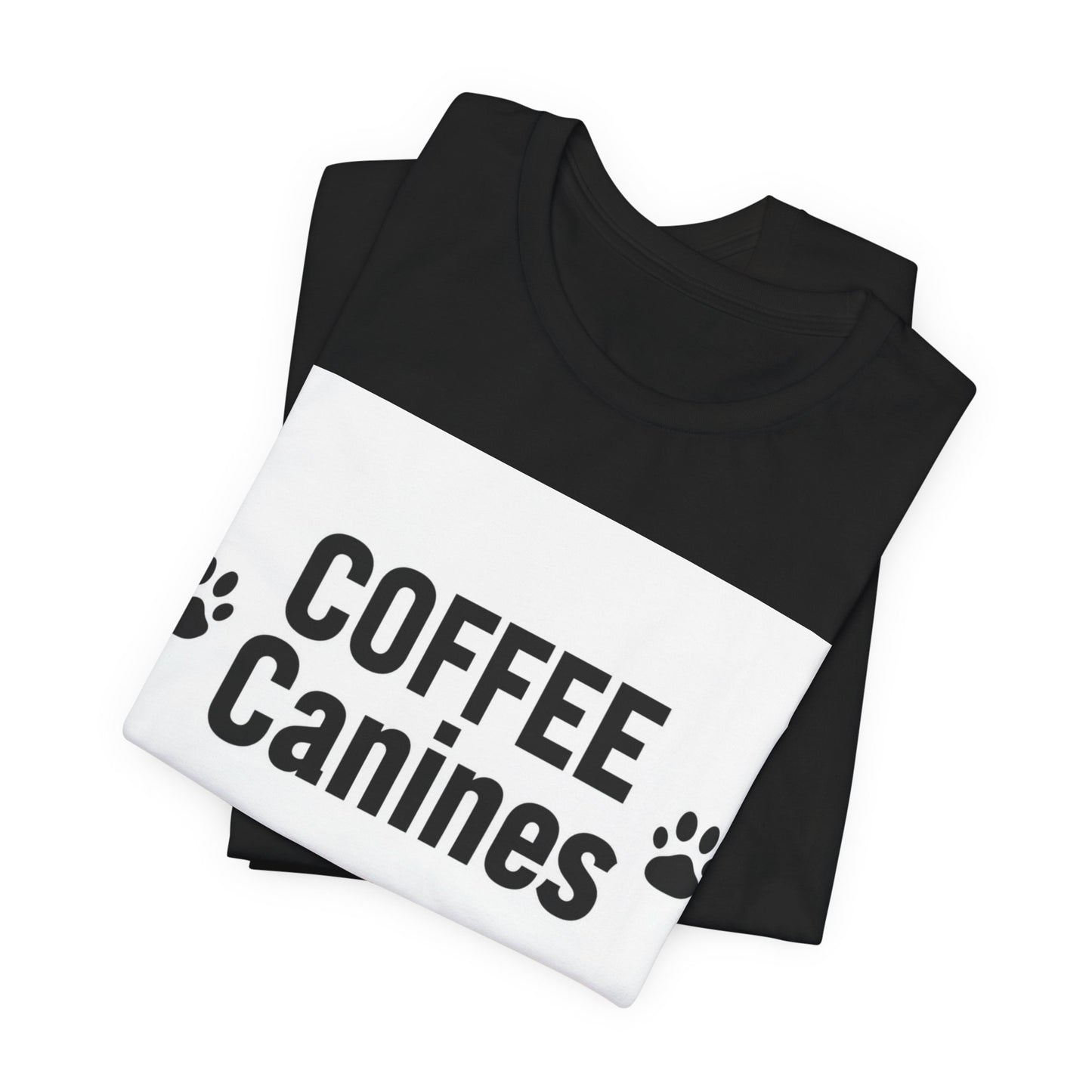 Coffee Canines T-Shirt — Funny Dog Lover Tee with Paw Prints