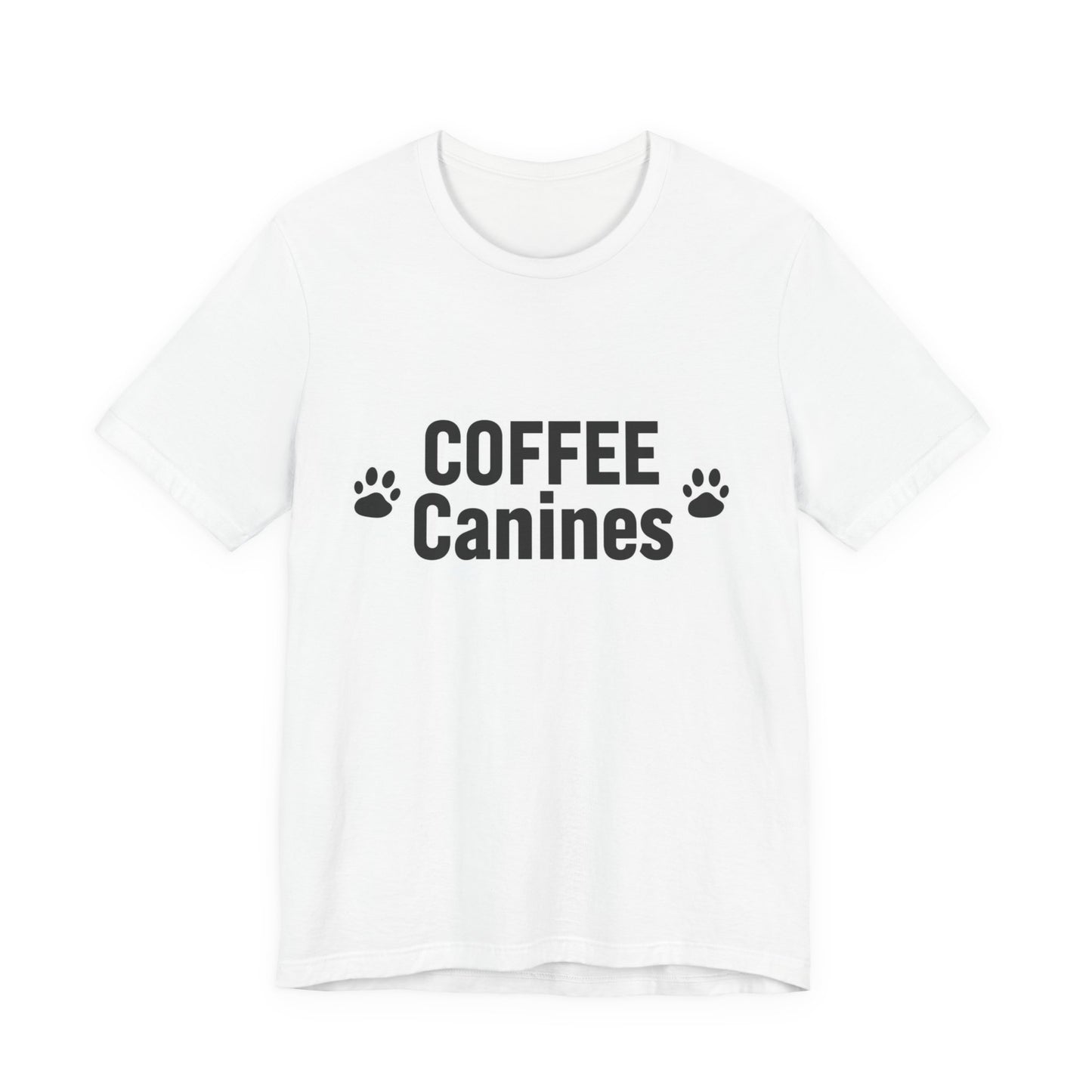 Coffee Canines T-Shirt — Funny Dog Lover Tee with Paw Prints
