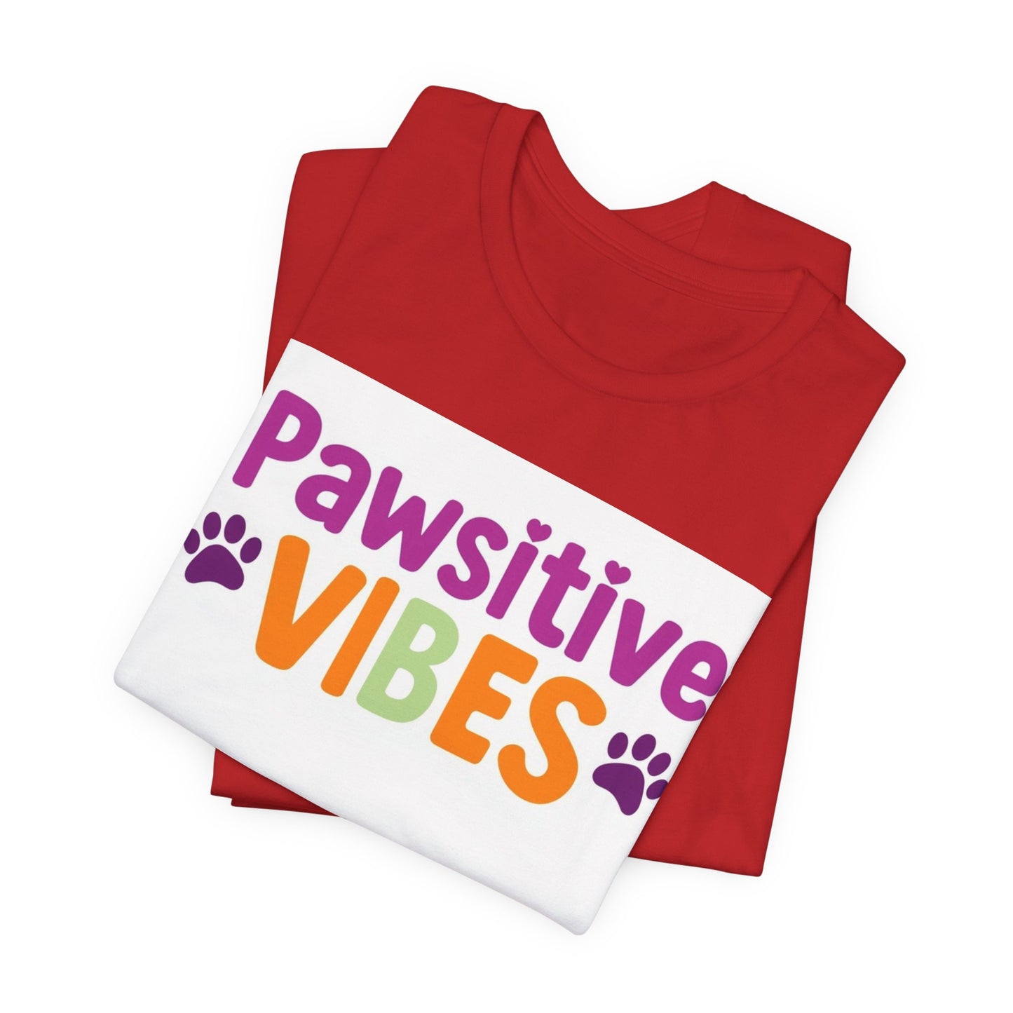 Pawsitive Vibes T-Shirt — Cute Colorful Dog Paw Graphic Tee