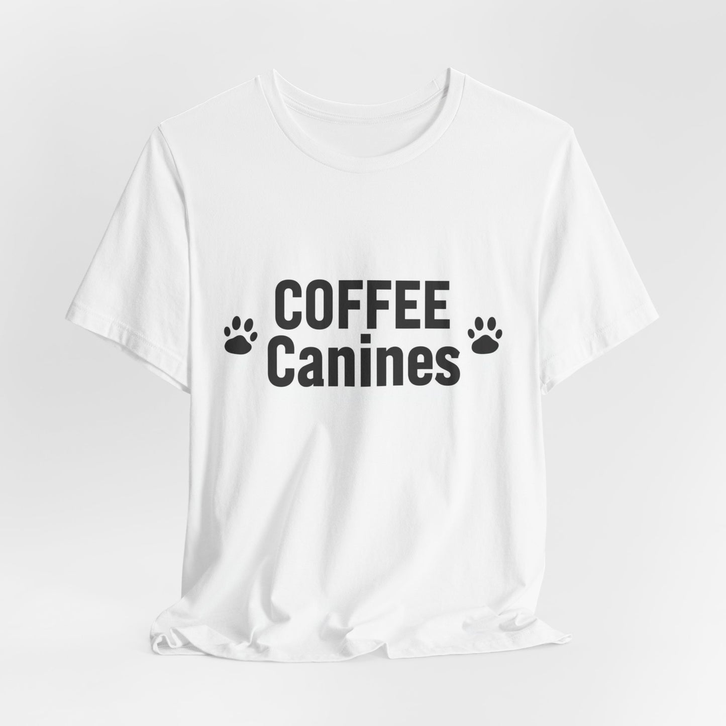 Coffee Canines T-Shirt — Funny Dog Lover Tee with Paw Prints